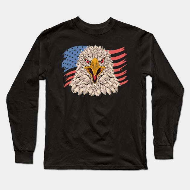 Eagle Usa Flag Long Sleeve T-Shirt by Sincu